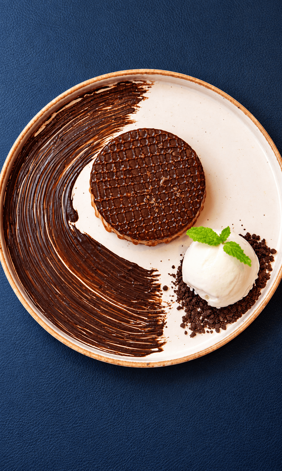 Chocolate dessert with vanilla ice cream