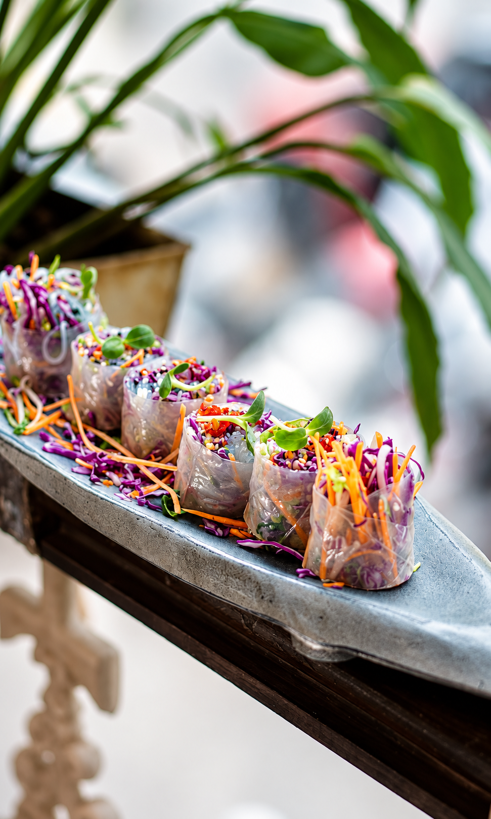 Colourful Vietnamese summer rolls at Tea Villa